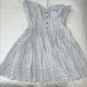 Blue and White Floral Mini Dress